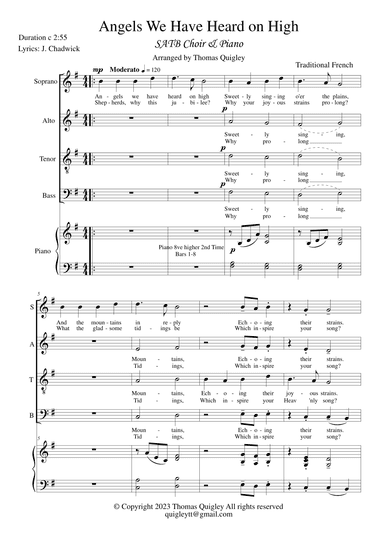Angels We Have Heard On High (SATB & Piano) (arr. Thomas Quigley)