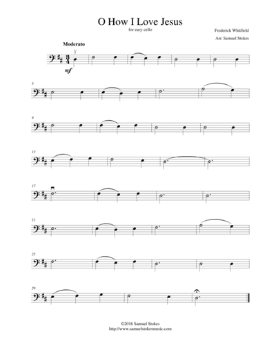 O How I Love Jesus - for easy cello (arr. Samuel Stokes)