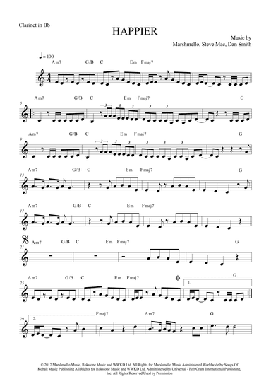 Happier (arr. The Sheet Music Library)