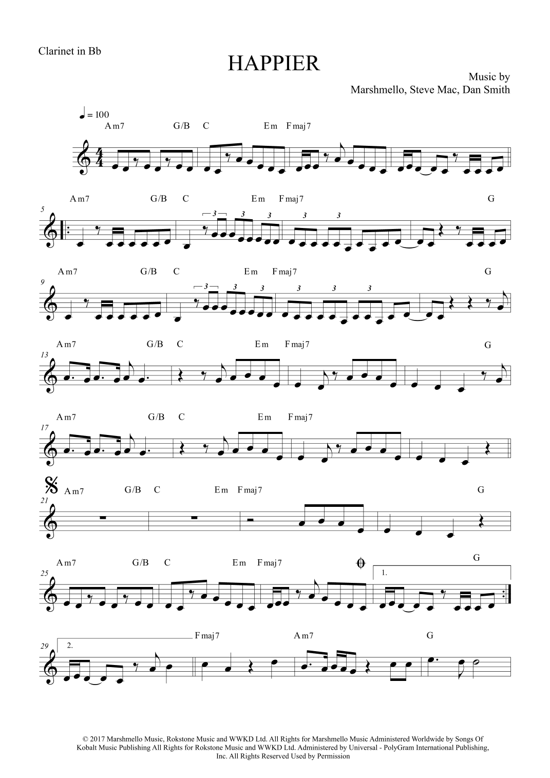 Happier (arr. The Sheet Music Library)