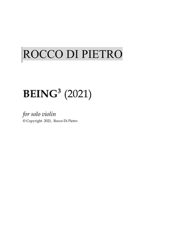 BEING3 (2021) for solo violin