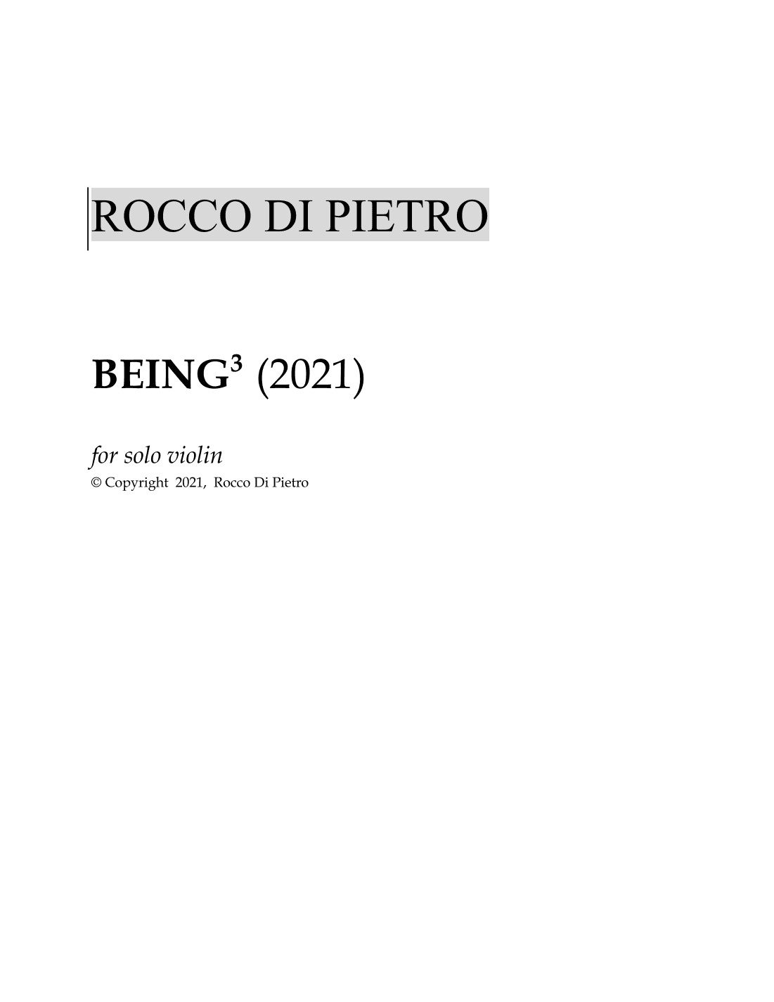 BEING3 (2021) for solo violin