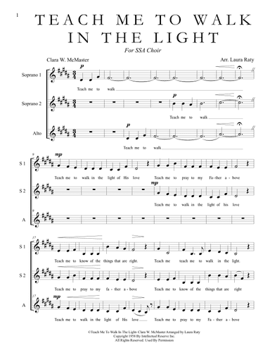 Teach Me to Walk in the Light (arr. Laura Raty)