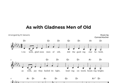 As with Gladness Men of Old (Key of D-Flat Major) (arr. R. Salvario)