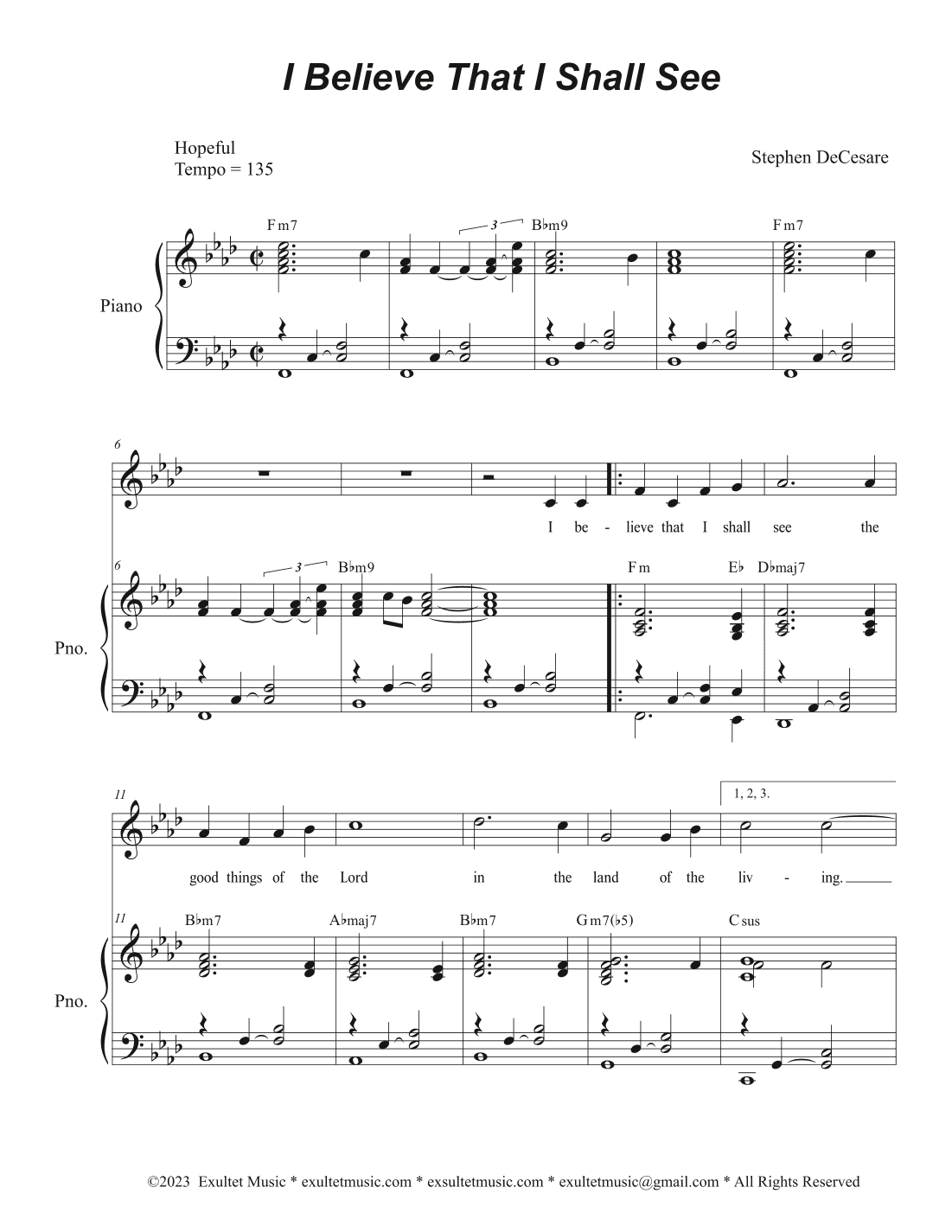 I Believe That I Shall See (Vocal solo)