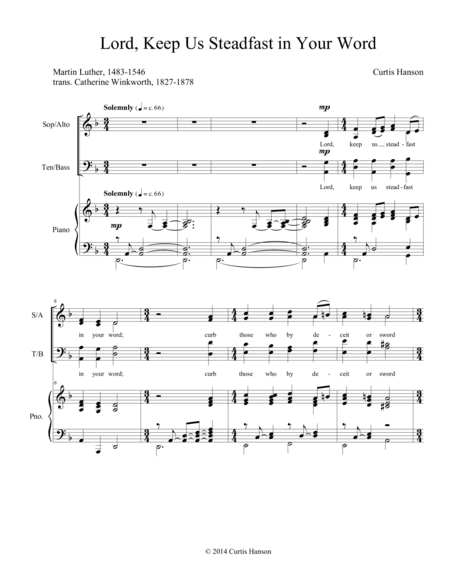Lord, Keep Us Steadfast in Your Word (SATB)