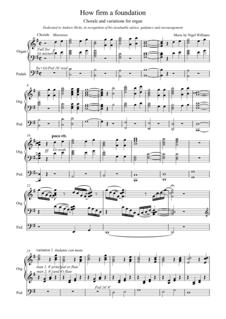 How Firm A Foundation, for Organ (arr. Nigel Williams)