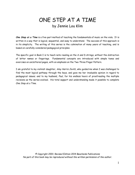 One Step At A Time, Viola Book I