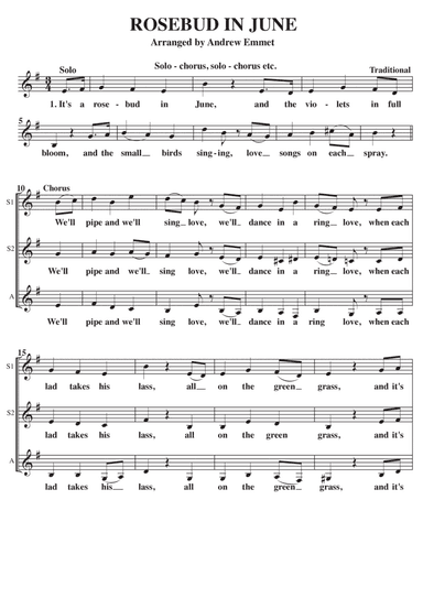 Rosebud In June A Cappella SSA (arr. Andrew Emmet)