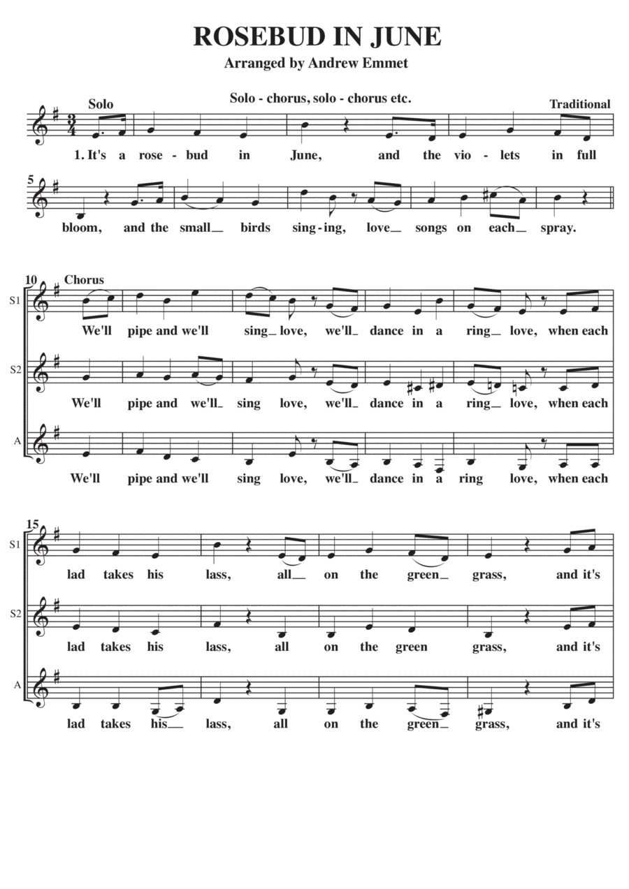 Rosebud In June A Cappella SSA (arr. Andrew Emmet)