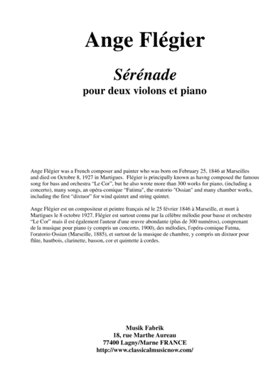 Ange Flégier: Sérénade for two violins and piano (arr. Musik Fabrik Music Publishing)