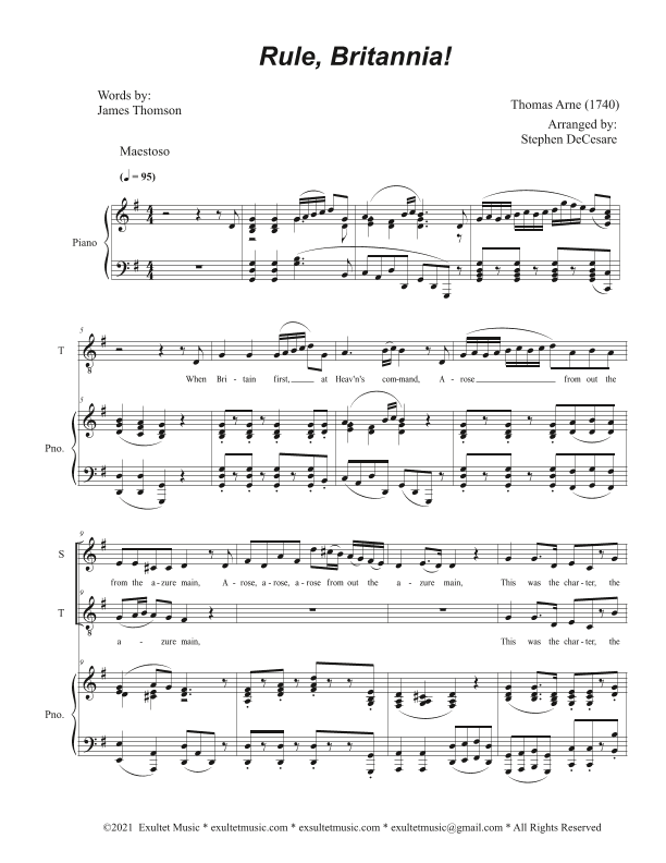 Rule, Britannia! (2-part choir - (Soprano and Tenor) (arr. Stephen DeCesare)