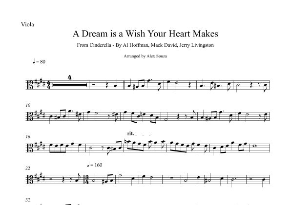 A Dream Is A Wish Your Heart Makes (arr. Alex Souza)