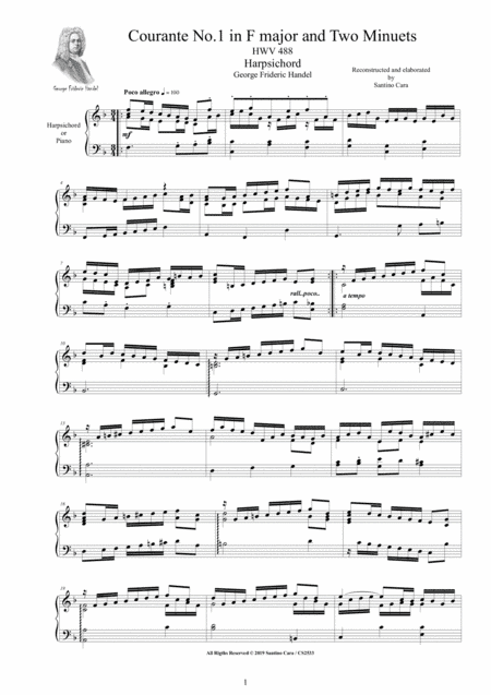 Handel - 2 Courantes for Harpsichord (or Piano) (arr. Santino Cara)