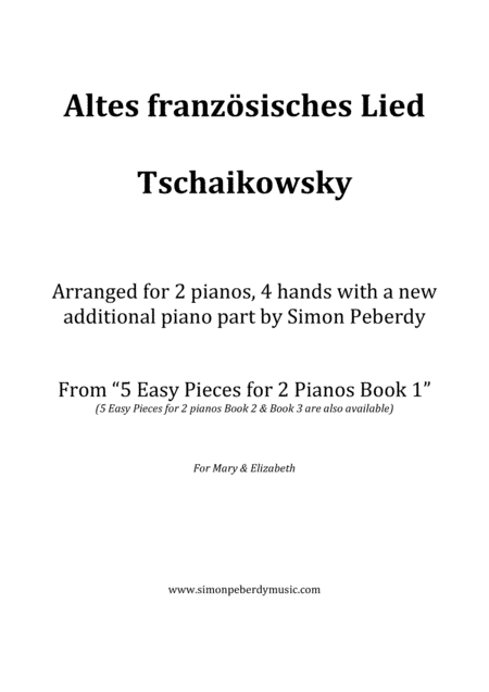 Altes französisches Lied (Old French Song) for 2 pianos (2nd piano part by Simon Peberdy) (arr. Simon Peberdy)