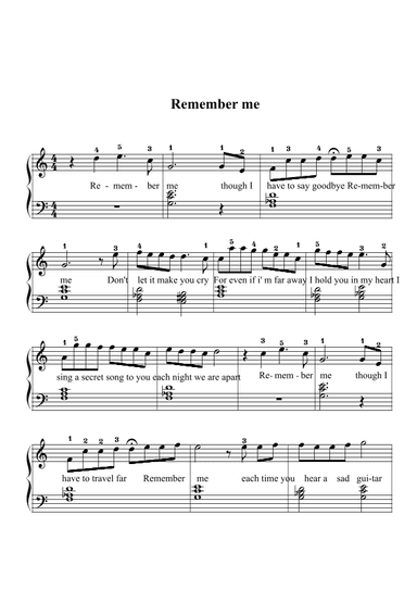 Remember Me (duo) (arr. Kristen Anderson-Lopez)