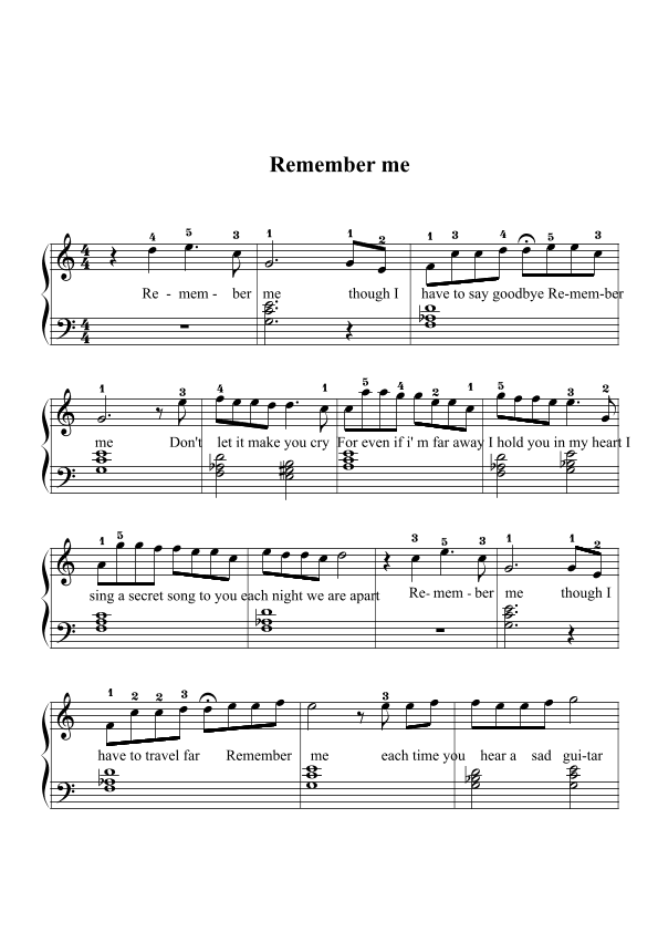 Remember Me (duo) (arr. Kristen Anderson-Lopez)