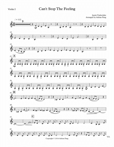 Can't Stop The Feeling  from TROLLS (arr. Adrian Pang)