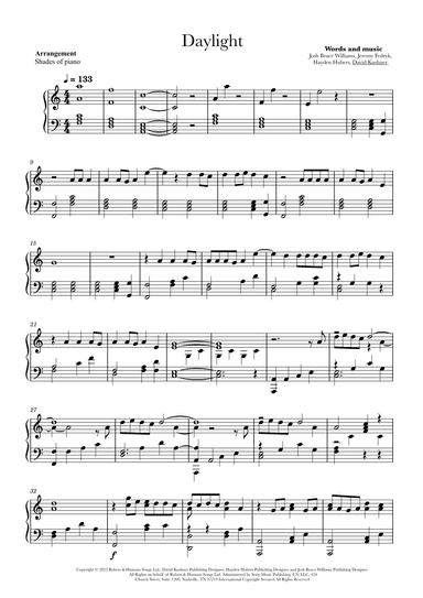 Daylight (arr. Shades of Piano)