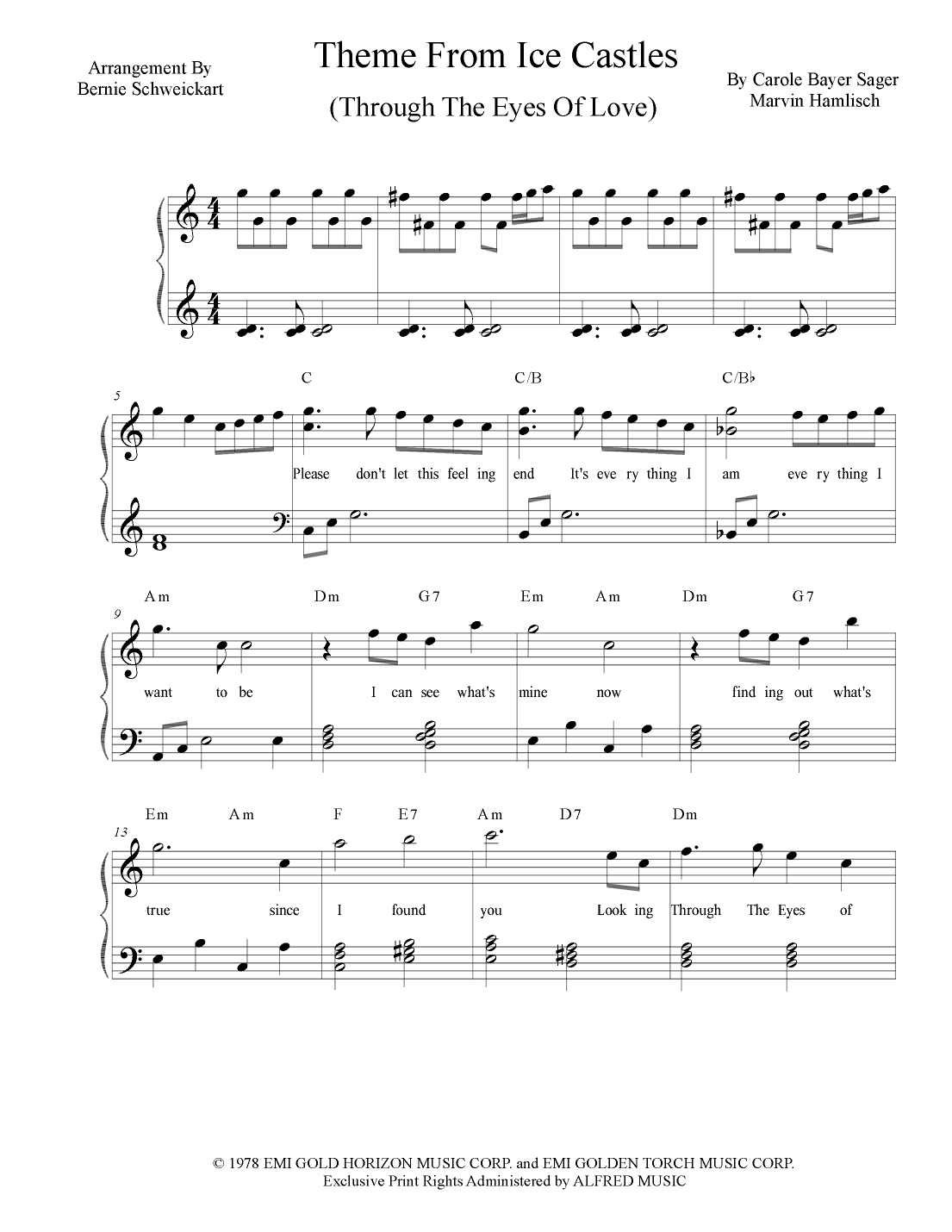 Theme From Ice Castles (through The Eyes Of Love) (arr. Bernie Schweickart)