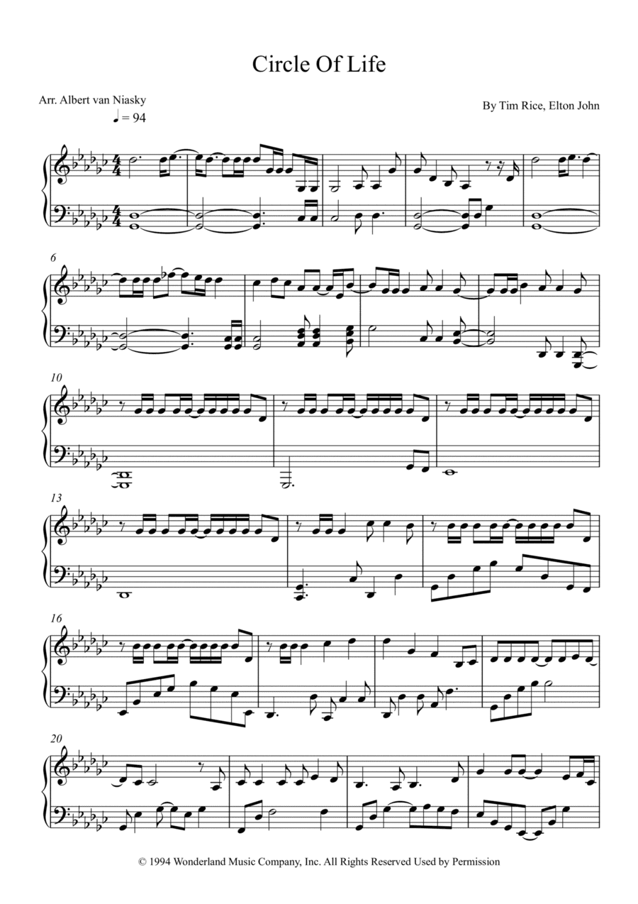 Circle Of Life (arr. Albert van Niasky)
