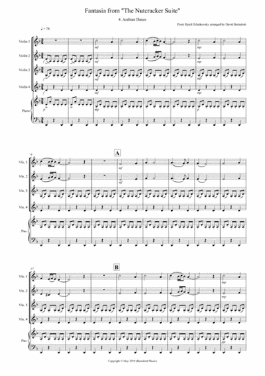 Arabian Dance (Fantasia from Nutcracker) for Violin Quartet (arr. David Burndrett)