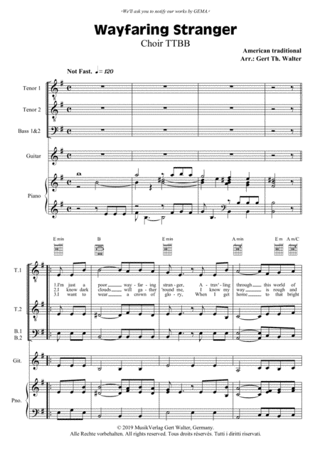 Wayfaring Stranger (arr. Gert Th. Walter)