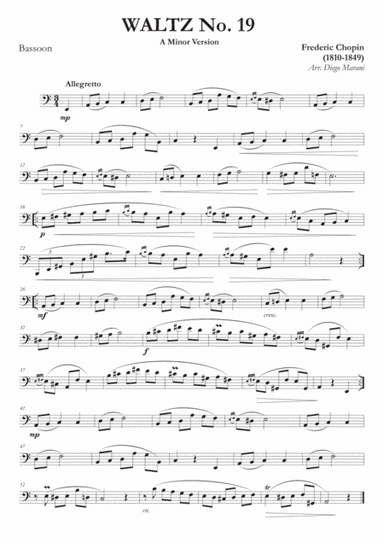 Waltz No. 19 in A Minor for Bassoon and Piano (arr. Diego Marani)