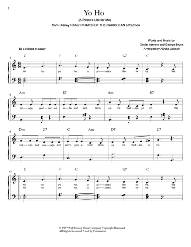 Yo Ho (a Pirate's Life For Me) (arr. Alyssa Lawson)