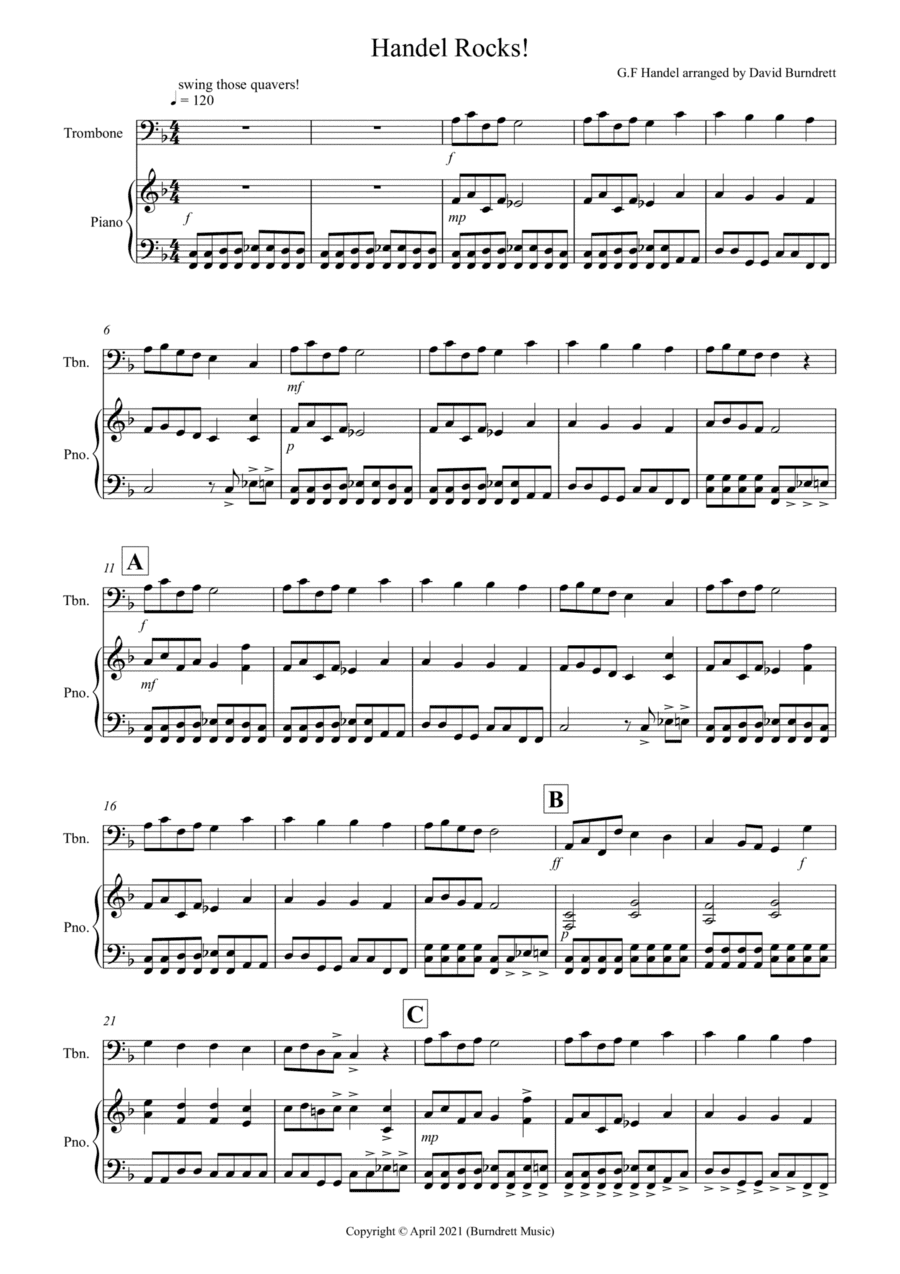 Handel Rocks! for Trombone and Piano (arr. David Burndrett)