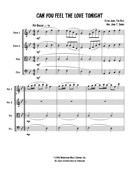 Can You Feel The Love Tonight (arr. John T. Sarno)