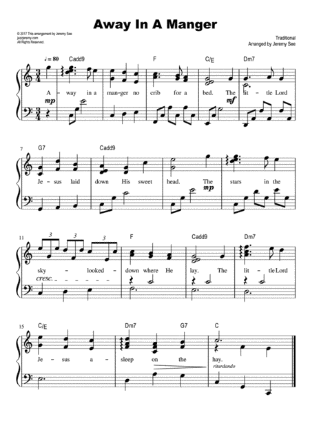 ? Away In A Manger ? Late beginner ? Jazzy Piano ? Jeremy See (arr. Jeremy See)