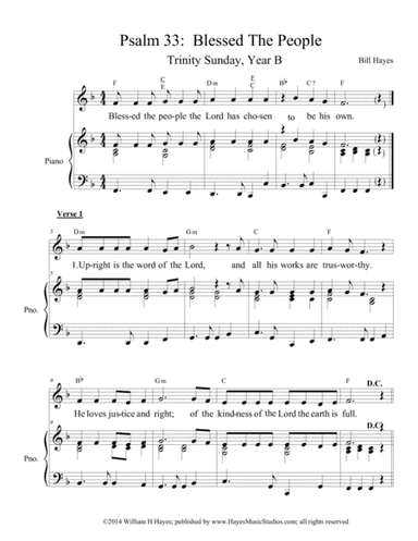 Psalm 33:  Blessed The People (Trinity Sunday, Year B; piano/vocal)