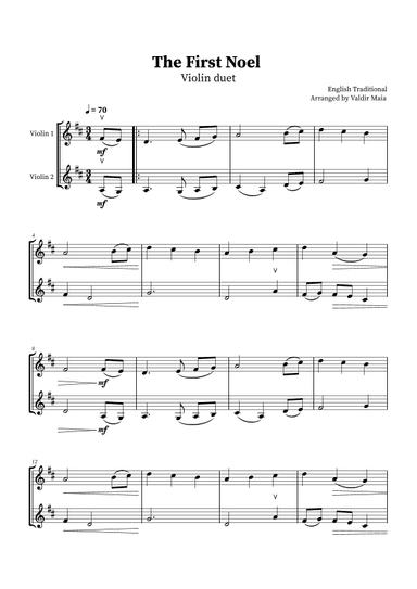 The First Noel - Violin Duet (arr. Valdir Maia)
