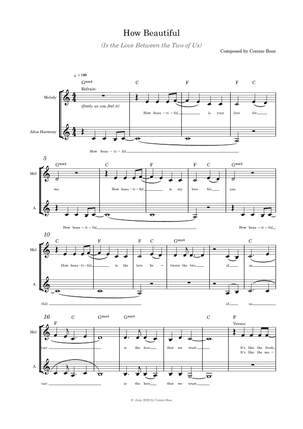 How Beautiful (Is the Love Between the Two of Us) - Alto duet a capella