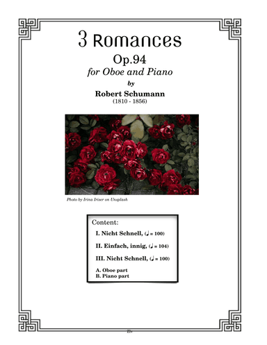 3 Romances, Op. 94 for Oboe and Piano - Robert Schumann (arr. Zellev)