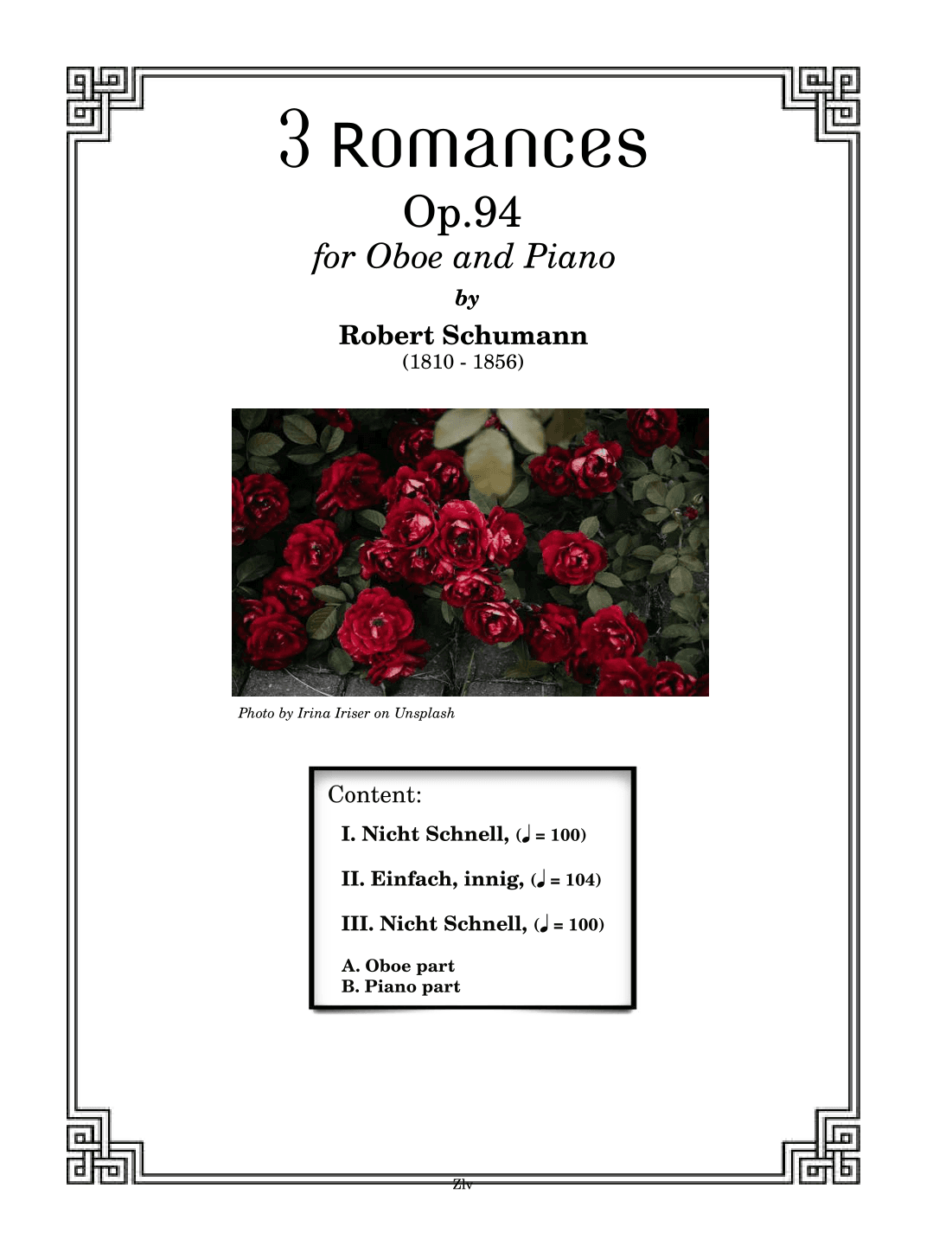 3 Romances, Op. 94 for Oboe and Piano - Robert Schumann (arr. Zellev)