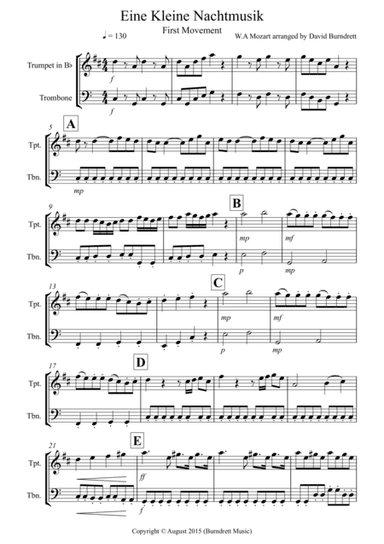 Eine Kleine Nachtmusik (1st movement) for Trumpet and Trombone Duet (arr. David Burndrett)