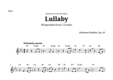 Wiegenlied (lullaby) by Brahms for Oboe and Chords (arr. Langanho)