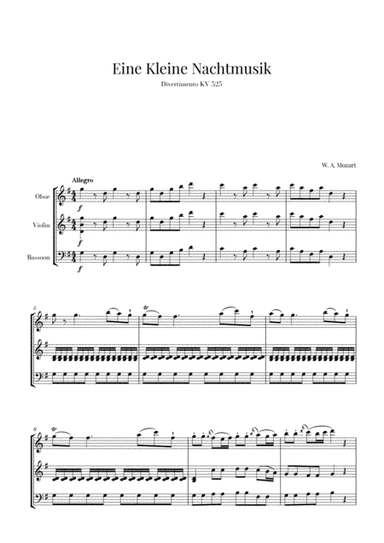 Eine Kleine Nachtmusik for Oboe, Violin and Bassoon (arr. Cadenza Editions)
