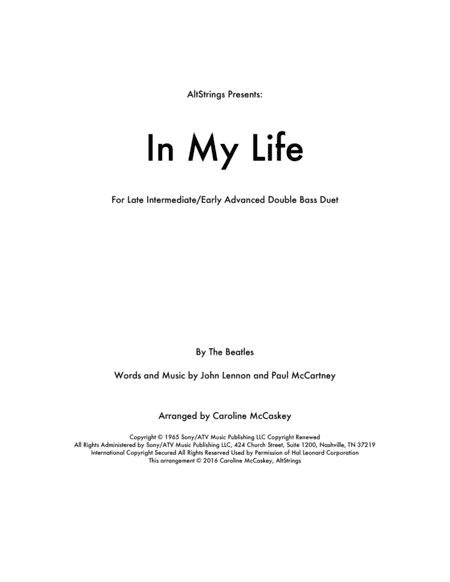 In My Life (arr. Caroline McCaskey)