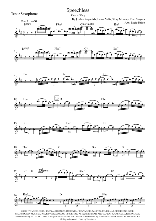 Speechless (arr. Fabio Britto)