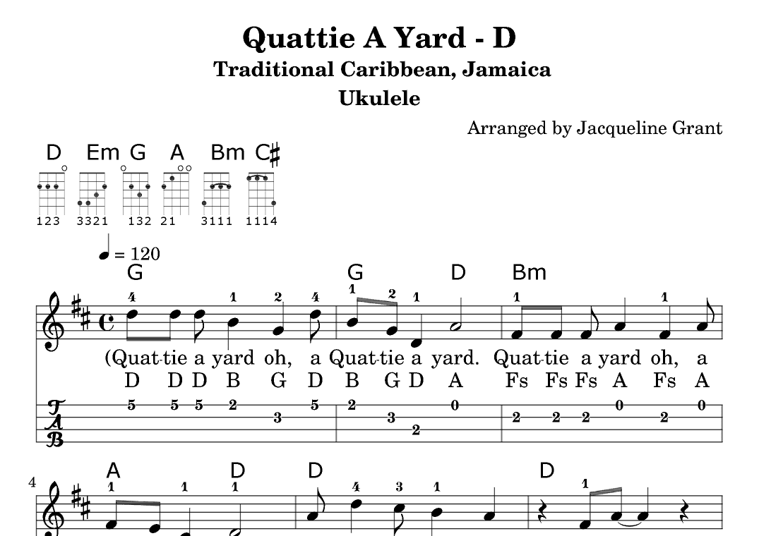 Quattie A Yard (arr. Jacqueline Grant)