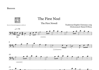 The First Noel - The First Nowell - Easy Christmas Carol - Bassoon (arr. Daniel H Rosa)