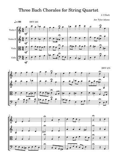 Three Bach Chorales for String Quartet (arr. Tyler Adams)