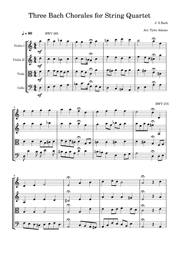 Three Bach Chorales for String Quartet (arr. Tyler Adams)