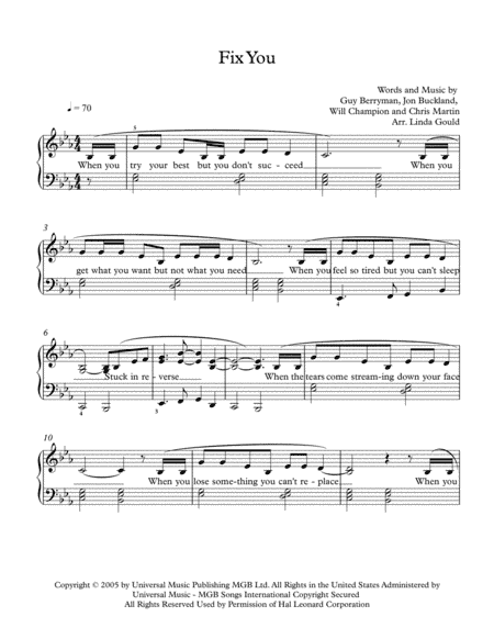 Fix You (arr. Linda Gould)