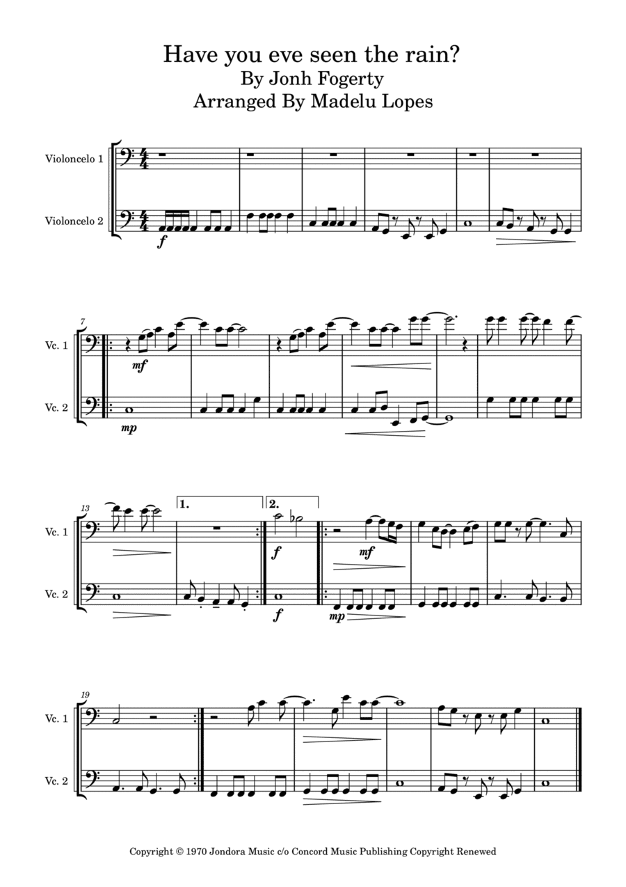 Have You Ever Seen The Rain? (arr. Madelu Lopes)