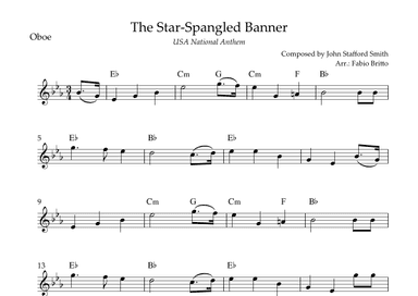The Star Spangled Banner (USA National Anthem) for Oboe Solo with Chords (Eb Major) (arr. Fabio Britto)