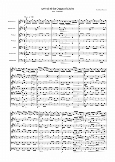 Arrival of the Queen of Sheba for 2 solo violins and strings (arr. Mark Lansom)